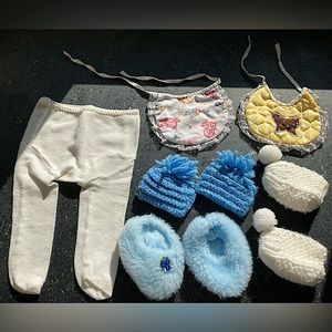 2/$10 - Doll clothes and 3 pair of slippers